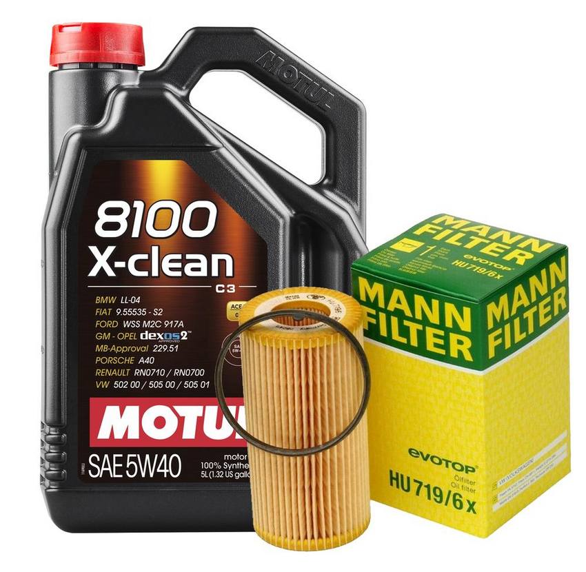 VW Engine Oil Change Kit - Motul 06D115562 (5W-40) (X-CLEAN 8100)